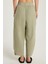 Kadın Relax Fit Rahat Kesim Beli Lastikli %100 Pamuk Bol Paça haki Pantolon 5