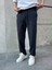 Lacivert Relaks Fit Rahat Kesim Keten Pantolon 1
