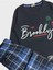 Erkek Çocuk %100 Pamuklu Füme Brooklyn Yazı Desenli Altı Ekose Uzun Kollu Mevsimlik Pijama Takımı 3