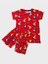 Erkek Çocuk %100 Pamuklu Kırmızı Dinozor Desenli Kısa Kollu Şortlu Yazlık Pijama Takımı 1