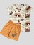 Erkek Çocuk %100 Pamuklu Uçak Bulut Desenli Kısa Kollu Şortlu Yazlık Pijama Takımı 1