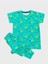 Erkek Çocuk %100 Pamuklu Yeşil Ayıcık Desenli Kısa Kollu Yazlık Pijama Takımı 1