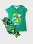 Erkek Çocuk %100 Pamuklu Yeşil Dinozor Desenli Kısa Kollu Yazlık Pijama Takımı 1