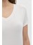 Kadın Basic V Yaka T-Shirt 5980 Ekru 3