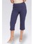 Tolga Saraçoğlu Kadın Ince Kumaş Beli Lastikli Rahat Kesim Kapri 30267 Lacivert 2