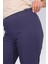 Tolga Saraçoğlu Kadın Ince Kumaş Beli Lastikli Rahat Kesim Kapri 30267 Lacivert 3