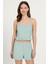Pamuklu Iğne Çıkarmalı Ince Askılı Crop Atlet Paçası Fırfırlı Şort Kadın Pijama Takımı 1