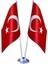 Ofis Masa Üstü Türk Bayrağı Çiftli Krom/saten 1