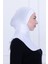 Ninja Bone Boyunluklu Likralı Sporcu Bonesi Kadın Pratik Tesettür Hijab Başörtü Beyaz 4