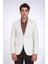 Krem Çizgili Keten Dokulu Gold Renk Metal Düğmeli Slim Fit Erkek Blazer Ceket – Wessi 3