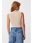 Derin V Yakalı Crop Sandy Örme Bluz LBF0004 Latte 4