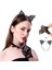 Büro Ev Ofis Gösteri Kostümü Için Siyah Kedi Dantel Taç Eldiven Seti 1