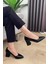 Kadın Nova Siyah Rugan 6,5 cm Kalın Topuklu Stiletto 1