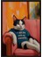Siyah Çerçeveli Tablo, Dinlenen Kedi – Stilize Ev Sahnesi, Ofis Dekoru Poster No: 109816 1