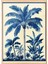 Ahşap Çerçeveli Tablo, Mavi Beyaz Palmiye Illüstrasyonu, Salon Dekoru Poster No: 110757 1