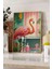Ahşap Çerçeveli Tablo, Flamingo ve Havuz – Tropikal Illüstrasyon, Banyo Dekoru Poster No: 109904 4