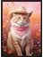 Siyah Çerçeveli Tablo, Pofuduk Kedi – Sevimli Illüstrasyon, Yatak Odası Dekoru Poster No: 110022 1