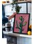 Siyah Çerçeveli Tablo, Pembe Kaktüs Minimal Illüstrasyon, Salon Dekoru Poster No: 109781 3