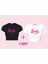 Kadın Siyah ve Beyaz 2 Adet Barbie Baskılı Los Angeles Kısa Kollu Crop Tshirt 1