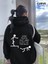 Slogan Baskılı Siyah Kapşonlu Sweatshirt 1