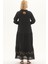 Şile Bezi Siyah Uzun Kol Nakışlı Uzun Yazlık Elbise 5