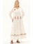 Şile Bezi Krem Uzun Kol Nakışlı Uzun Yazlık Elbise 2