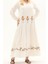 Şile Bezi Krem Uzun Kol Nakışlı Uzun Yazlık Elbise 3