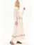Şile Bezi Krem Uzun Kol Nakışlı Uzun Yazlık Elbise 4