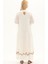 Şile Bezi Krem Uzun Kol Nakışlı Uzun Yazlık Elbise 5