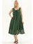 Yeşil Şile Bezi Kolsuz Midi Boy Yazlık Elbise 1