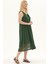 Yeşil Şile Bezi Kolsuz Midi Boy Yazlık Elbise 2