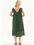 Yeşil Şile Bezi Kolsuz Midi Boy Yazlık Elbise 5