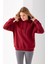 Kadın Kapüşonlu Basic 3ip Sweatshirt Bordo - 2604 3