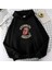 Rolling Stones Baskılı Siyah Unisex Oversize Kapüşonlu Sweatshirt 2