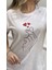Kadın Kalp Desenli Beyaz T-Shirt 1