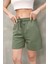 Osy Modal Yumuşak Dokulu Kumaş Kadın Kısa Şort - Haki 2