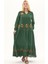 Şile Bezi Yeşil Uzun Kol Nakışlı Uzun Yazlık Elbise 1