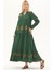 Şile Bezi Yeşil Uzun Kol Nakışlı Uzun Yazlık Elbise 5