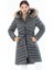 Kadın Gri Uzun Çıkarılabilir Kürk Kapüşonlu Dolgulu Bel Kemerli Su Itici Şişme Mont 8529 10