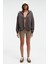 Vyselle Kadın Önü Kesikli Metal Fermuarlı Kapüşonlu Etiket Detaylı Oversize Antrasit Sweatshirt 3