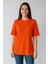 Kadın Oversize Kalıp Bürümcük Kumaş Duble Kol Yandan Yırtmaçlı T-Shirt Bluz - T954 1