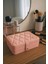 Deri Baklava Desenli Seyahat Takı Bijuteri Mücevher Kutusu Organizer Düzenleyici 16CM Pembe Ithal Ürün 5