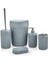 Gri 5 Parça Banyo Seti Çöp Kovası Klozet Fırçası Sıvı Sabunluk Diş Fırçalık ve Katı Sabunluk Seti 2