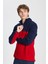 Erkek Lacivert-kırmızı Standart Fit Normal Kesim Günlük Rahat Çift Renkli Polar Spor Sweatshirt 1