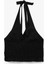 Slim Fit Gipeli Halter Yaka Keten Karışımlı Kolsuz Crop Bluz 2