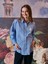 Lcw Comfort Mavi Çiçekli Oversize Poplin Kadın Gömlek 2