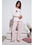 Desenli Regular Fit Bisiklet Yaka Uzun Kollu Pijama Takımı Bayan Pijama Takımı 65713312 1