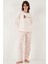 Desenli Regular Fit Bisiklet Yaka Uzun Kollu Pijama Takımı Bayan Pijama Takımı 65713312 3