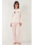 Desenli Regular Fit Bisiklet Yaka Uzun Kollu Pijama Takımı Bayan Pijama Takımı 65713312 6