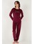 Standart Fit Bisiklet Yaka Yumuşak Kadife Pijama Takımı Bayan Pijama Takımı 6094202 6